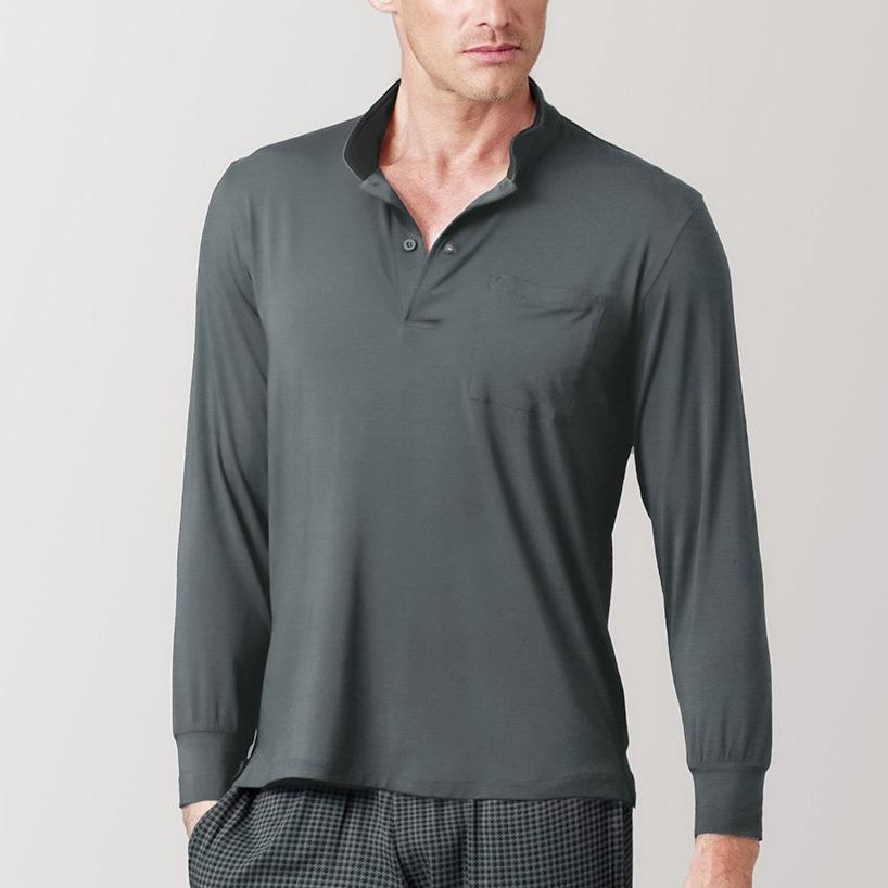 Silktouch Men's Henley Neck Long Sleeve - Tani Comfort - Tee