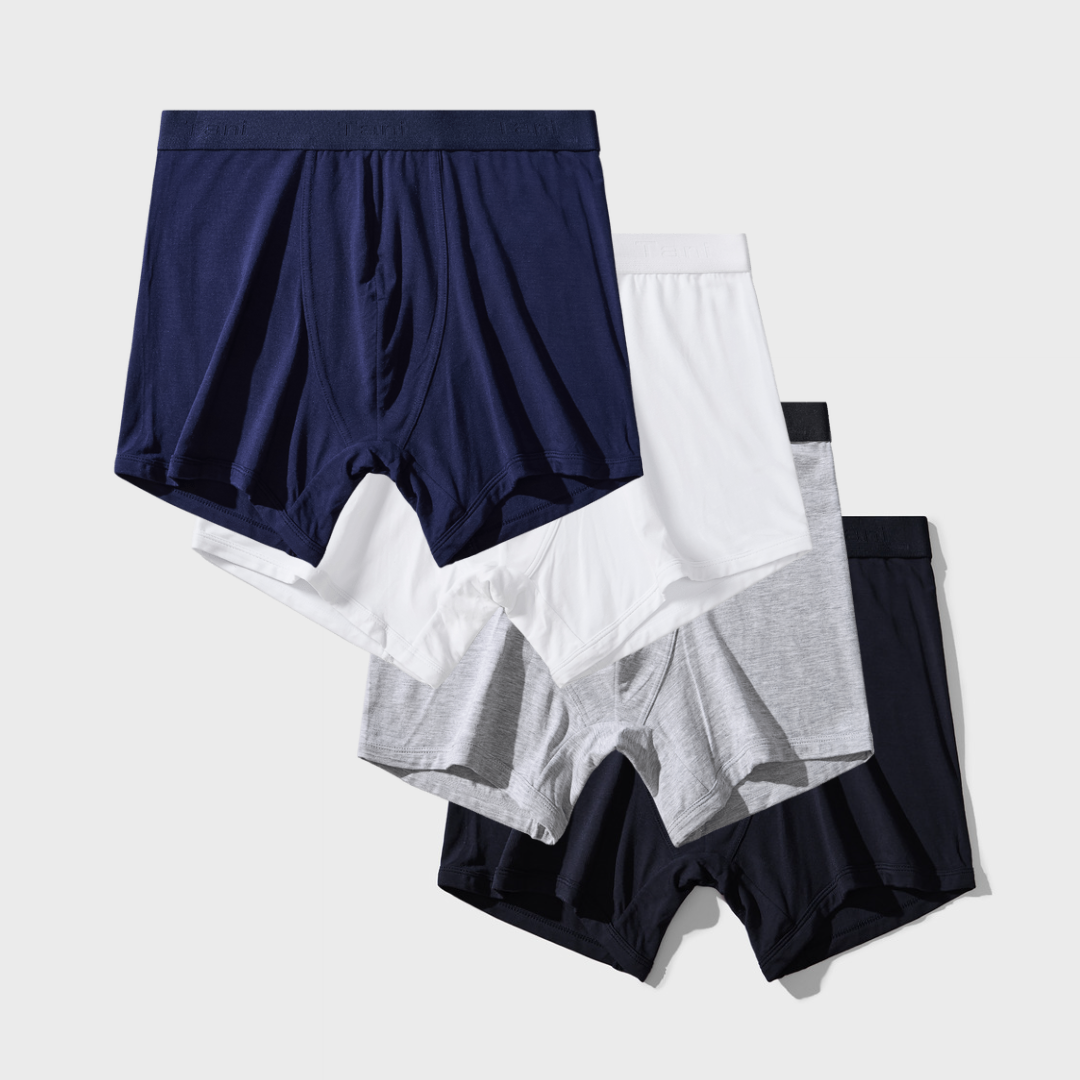 4-pack TENCEL™ Modal boxer briefs with soft waistband and moisture-wicking technology.
